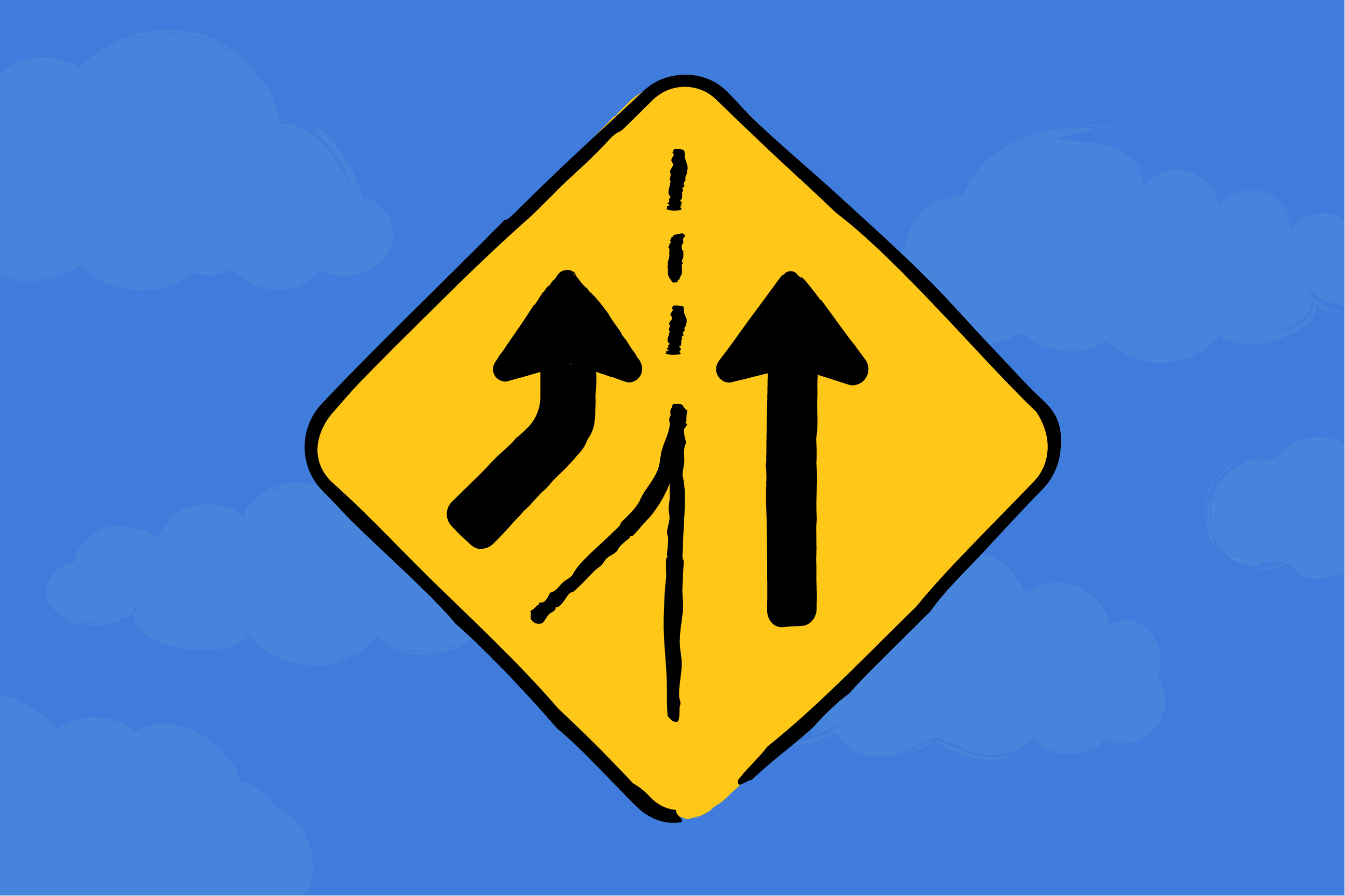 Illustration of a merge traffic sign