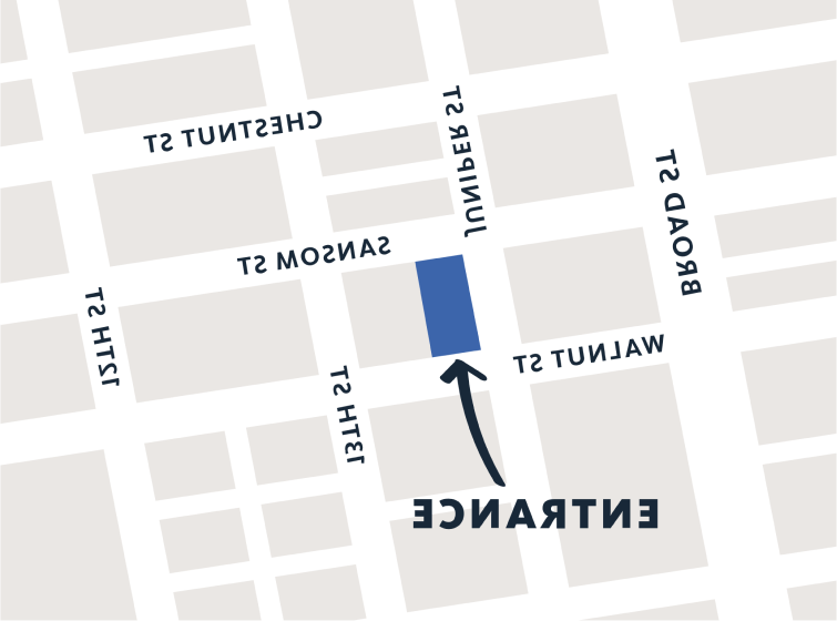 simplified map showing office location on walnut street and juniper street